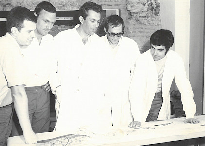 Nikola Lušić, Dražen Grgurević, Vinko Uhlik, Germano Mitrović i Fedor Mudnić - Foto-arhiv obitelji Mitrović iz Splita